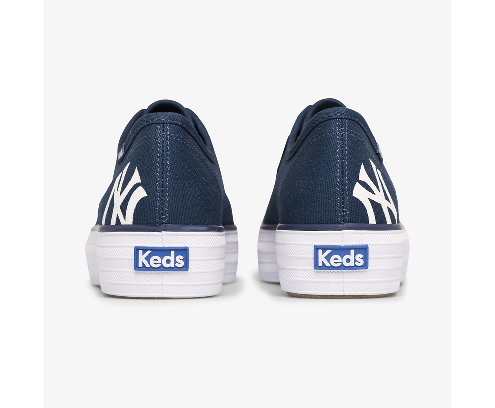 Πανινα Παπουτσια Γυναικεια - Keds Triple Kick Mlb® - Σκουρο Μπλε - XNEVB0765